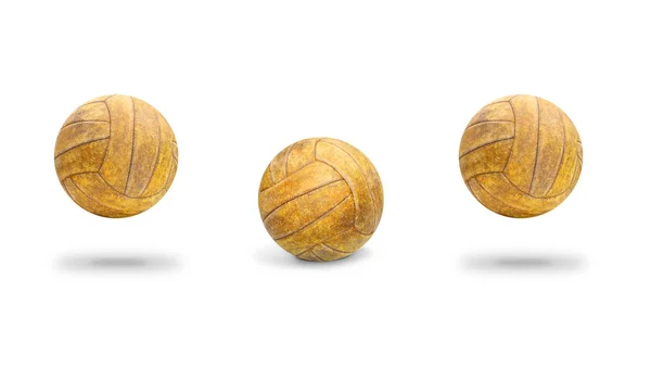 Ball from yellow leather dribbling — Stock Photo, Image