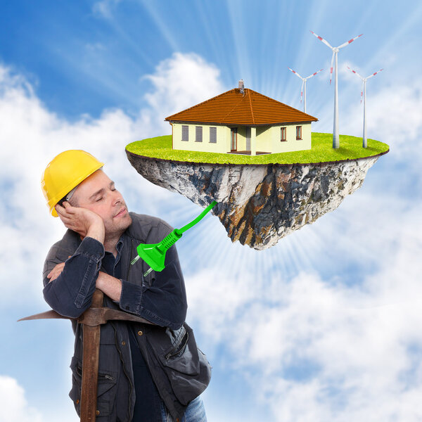 Construction worker dreaming