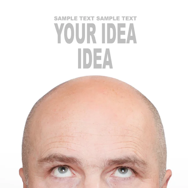 Haarloser Männerkopf mit Platz für Ihren Text — Stockfoto