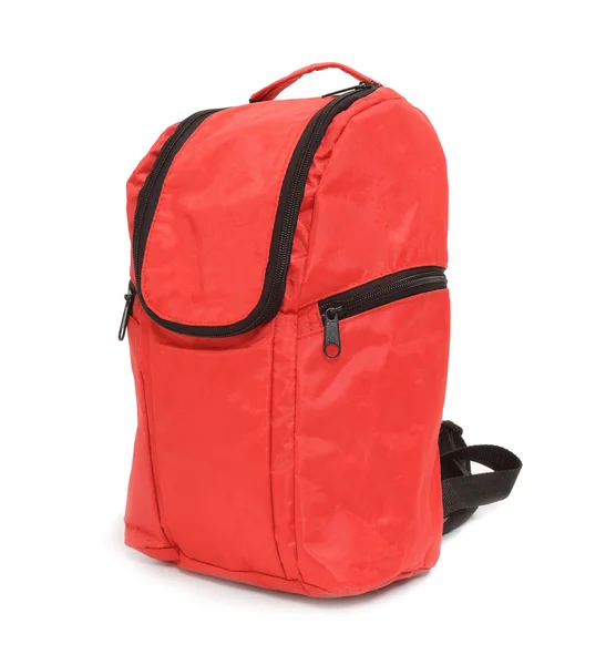 Yürüyüş için kırmızı sırt çantası — Stok fotoğraf
