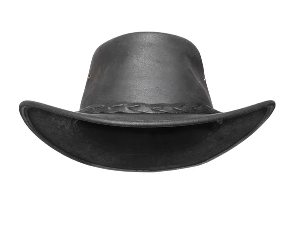 Чорний шкіряний австралійський капелюх — стокове фото