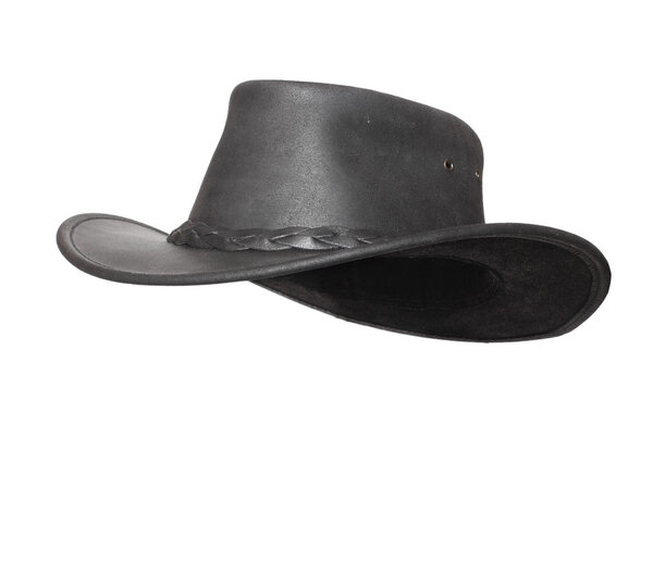 Black leather australian hat