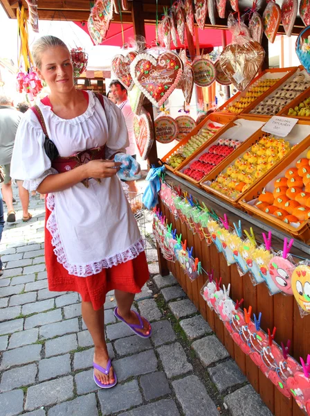 Chodske slavnosti medeltida marknaden — Stockfoto