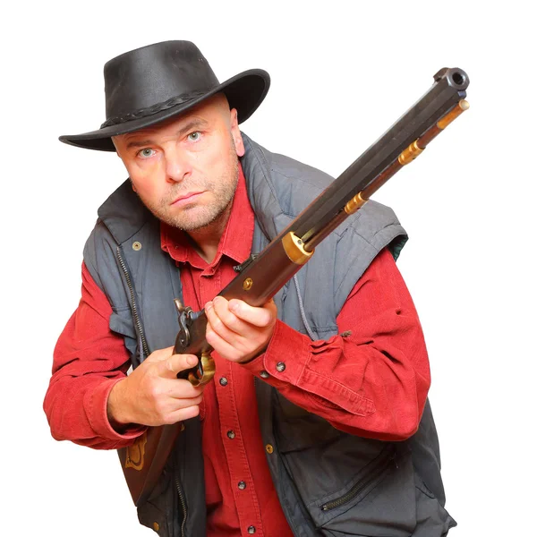 Kovboy büyük geçişli tüfekle — Stok fotoğraf
