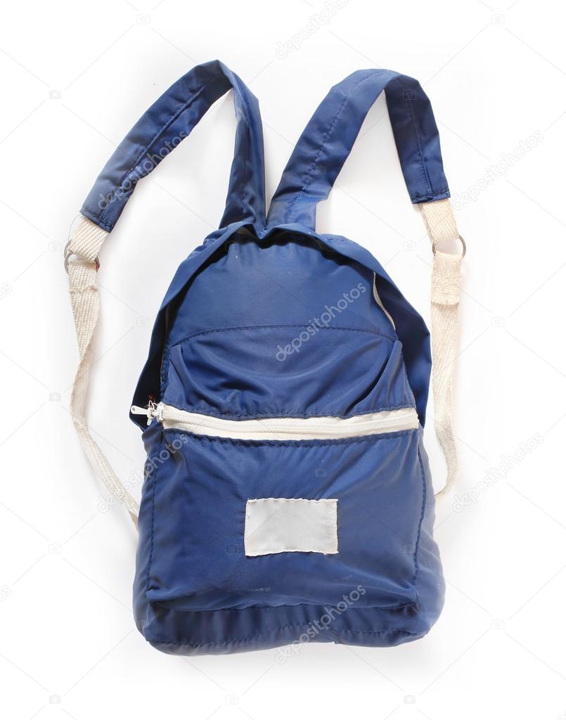 Blue school bag.
