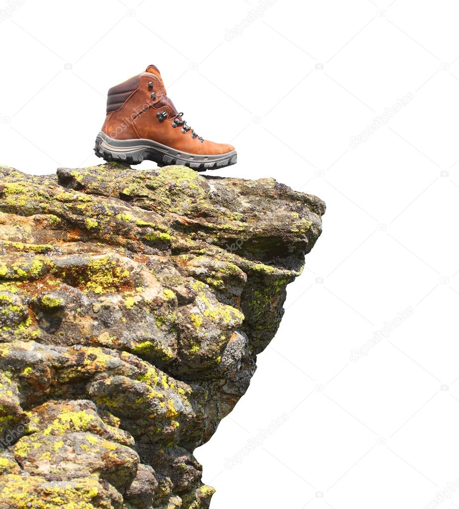 Hiking boots on the rock