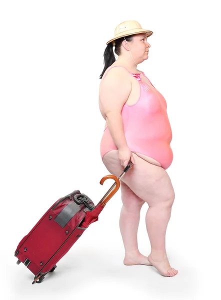 Overweight woman in swimsuit — Stock Photo, Image