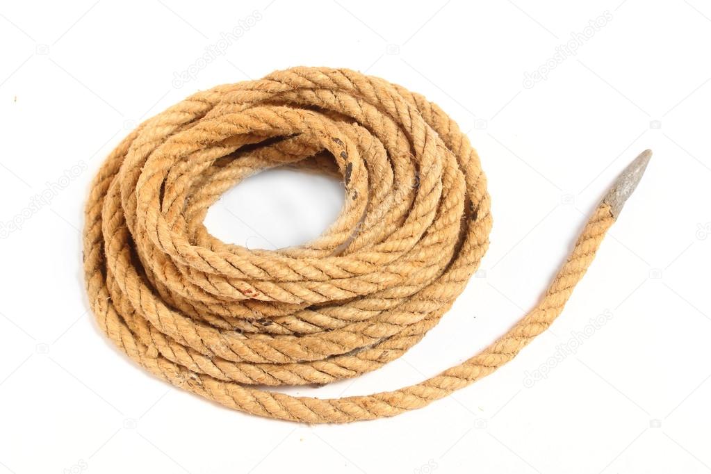 Ball of hemp rope isolated on white background