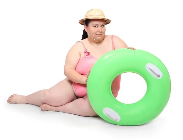 Overweight woman in swimsuit — Stock Photo, Image