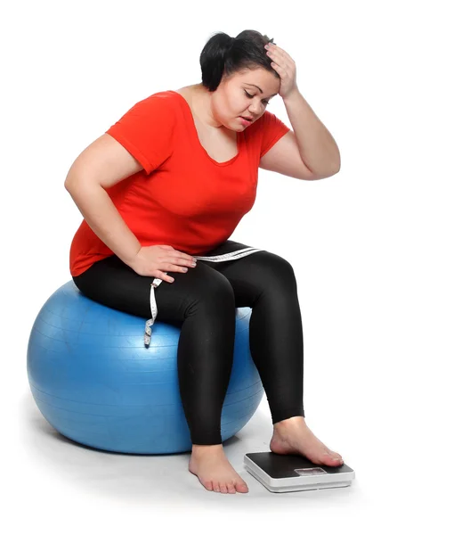 Overweight woman, nutrition problem. — Stock Photo, Image