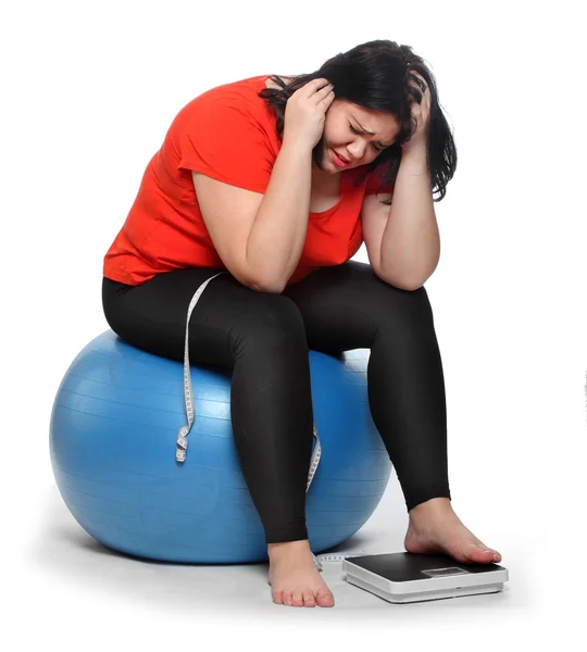 Overweight woman, nutrition problem. — Stock Photo, Image