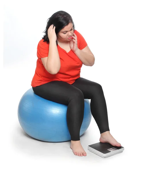 Overweight woman, nutrition problem. — Stock Photo, Image