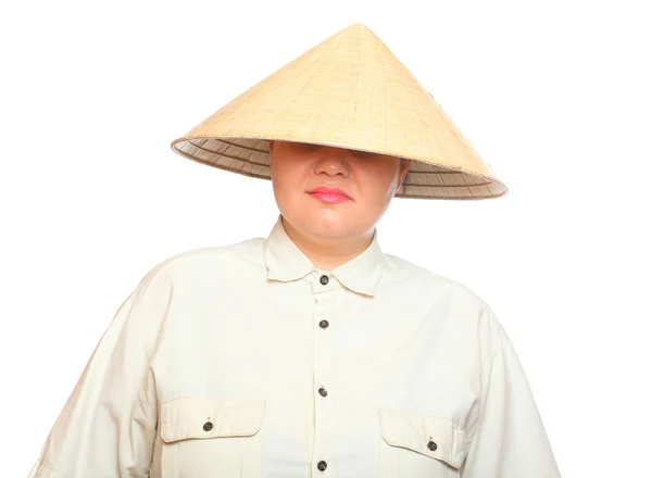 Woman in Chinese Hat — Stock Photo, Image