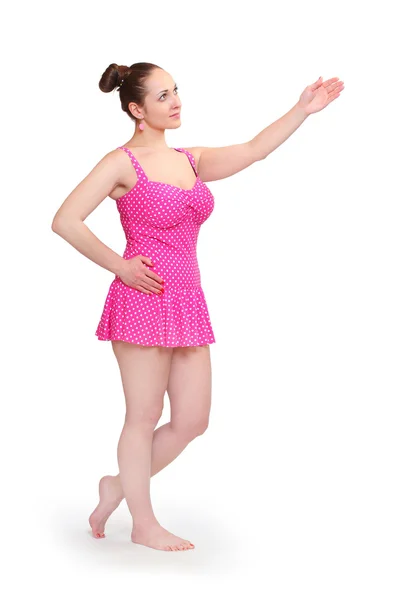 Woman dressed in retro swimsuit. — Stock Photo, Image