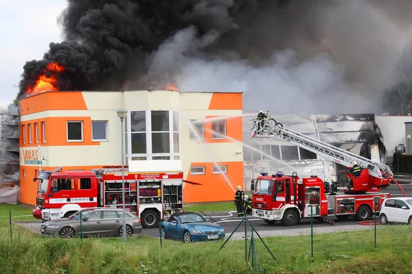 Niet-geïdentificeerde professionele brandweerlieden — Stockfoto