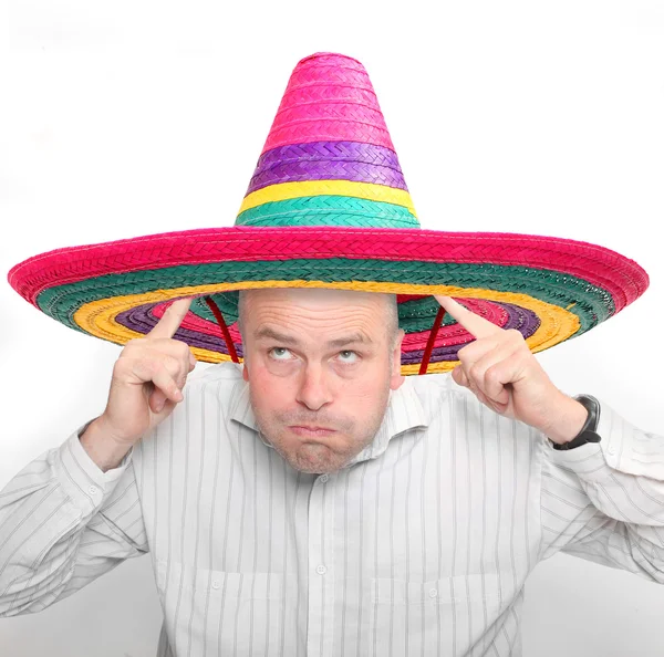 Man with colorful sombrero. — Stock Photo, Image