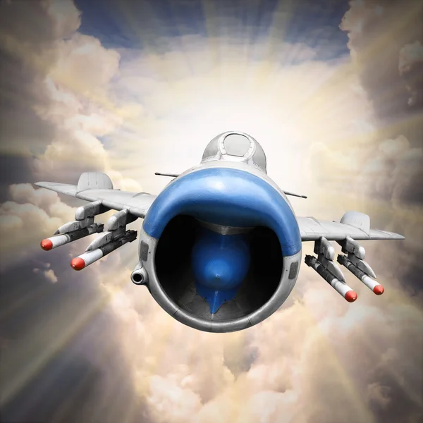 Speedy jet på himlen. — Stockfoto