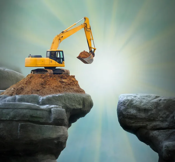 Excavator digging big hole. — Stock Photo, Image