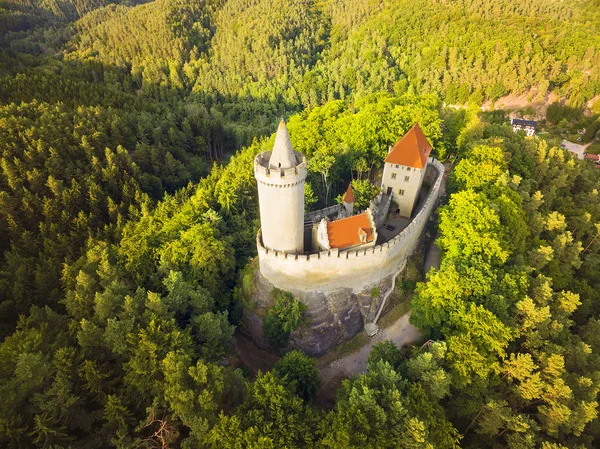 Aerial view of medieval castle Kokorin — Stock Photo, Image