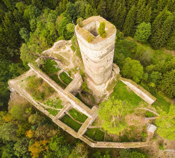 Aerial view of medieval castle Gutstejn — Stock Photo, Image