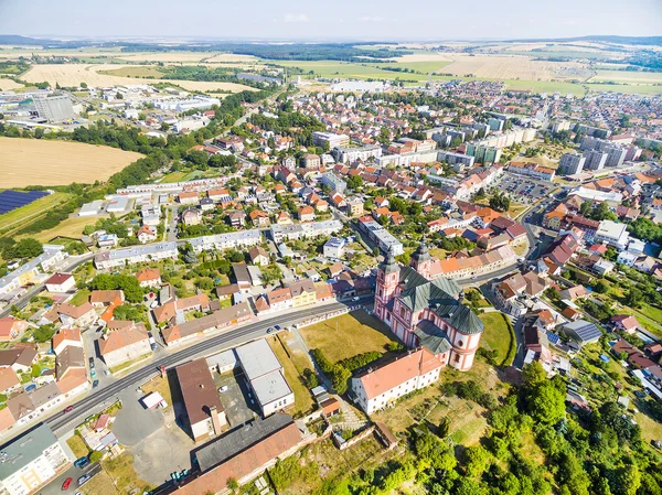 Aerial view to Prestice town — Stock Photo, Image