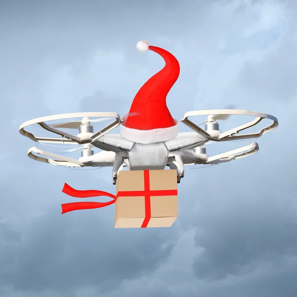 Drone comme livraison de colis du Père Noël — Photo