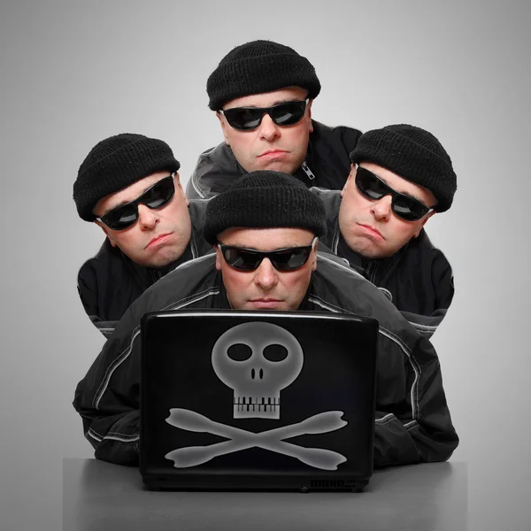 Group of anonymous hackers — Stock Photo, Image