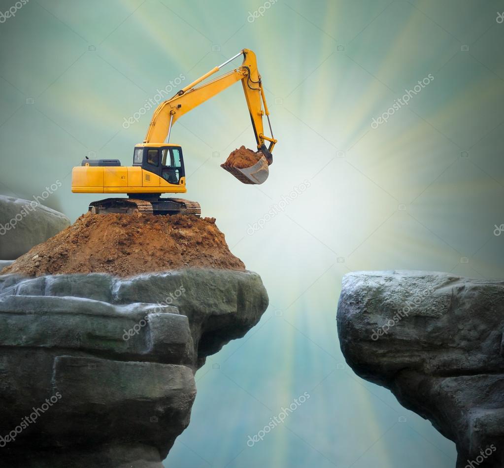 Excavator digging big hole. Stock Photo by ©vladvitek 95874932