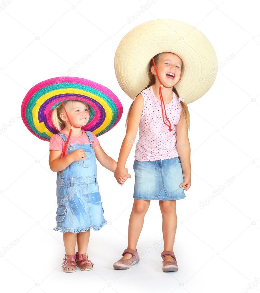 Little girls in mexican sombrero