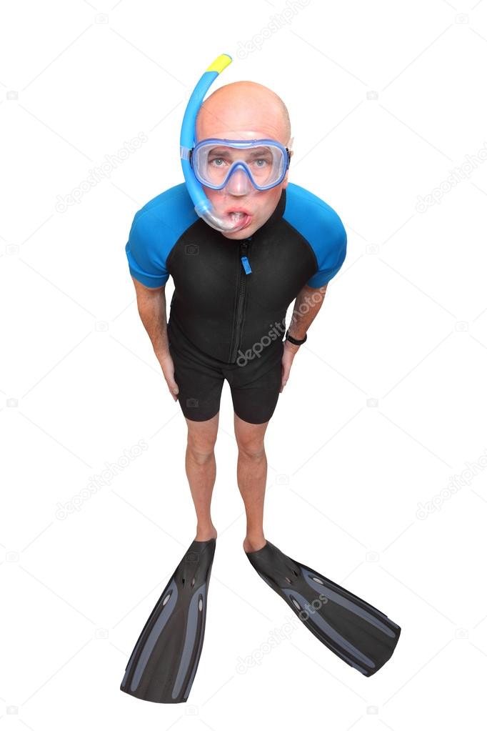 Scuba diver with diving mask.