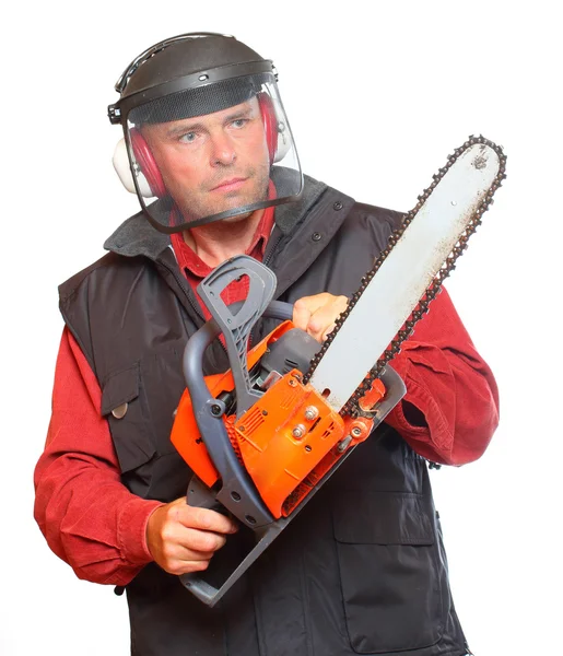 The Lumberjack with chainsaw — Stock Photo, Image