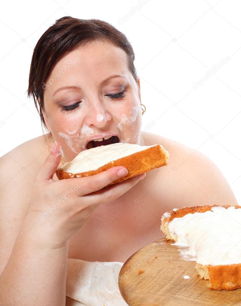 girl greedy eats sweet pie