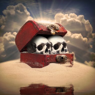 Treasure chest with skulls. clipart