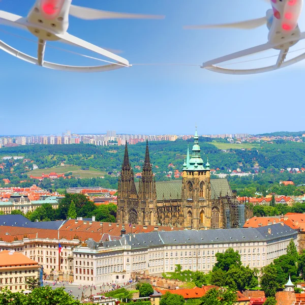 Vista aérea do drone para o Castelo de Praga . — Fotografia de Stock