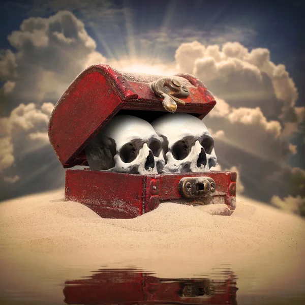 Treasure chest with skulls. — Stock Photo, Image