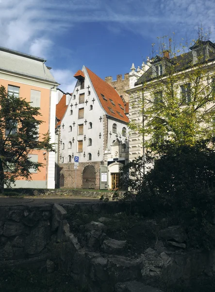 Edificios de arquitectura medieval capital Riga, Letonia, Europa —  Fotos de Stock