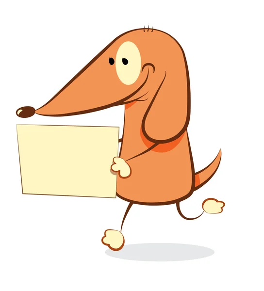 Funny Dog bringing a blank sign — Stock Vector