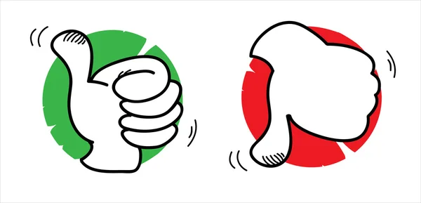 Thumbs up and down — Stock Vector