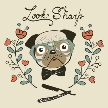 Look sharp hand drawn card with cute french bulldog gentleman vector