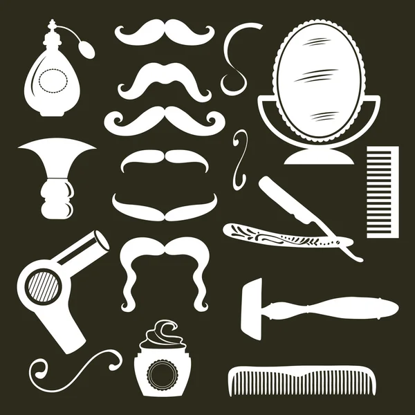 Vintage salon de coiffure collection d'objets — Image vectorielle