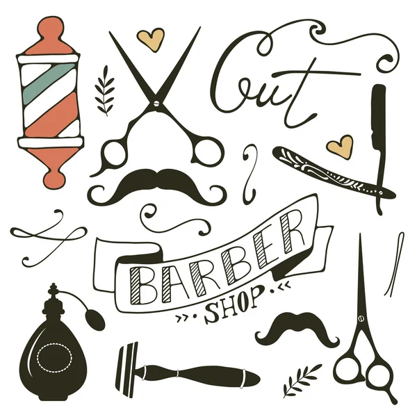 Vintage barber shop objects collection — Stock Vector