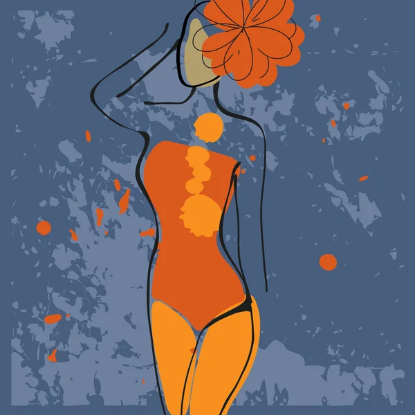Art sfondo con gocce di vernice e silhouette donna nuda — Vettoriale Stock