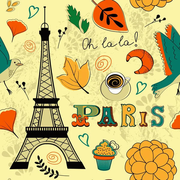 Modèle sans couture avec Tour Eiffel — Image vectorielle