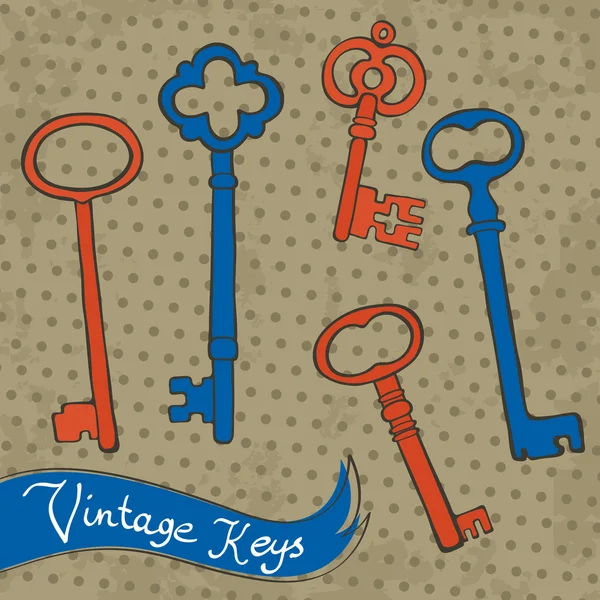 美しい手描きヴィンテージ keys コレクション — ストックベクタ