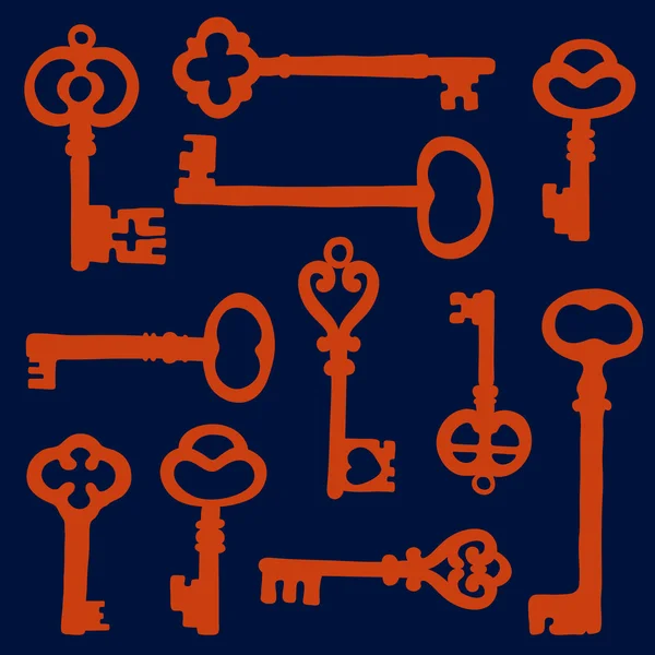 Vintage key silhouettes composition — Stock Vector