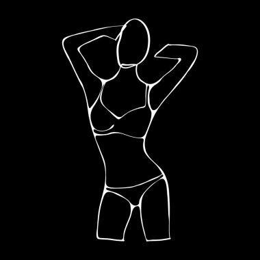 Güzel siyah-beyaz çıplak kadın siluet