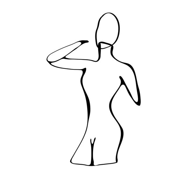 Krásná černá a bílá nahá žena silueta — Stockový vektor