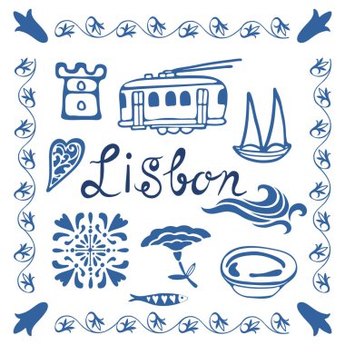 Şık Portekiz tipik Icons collection