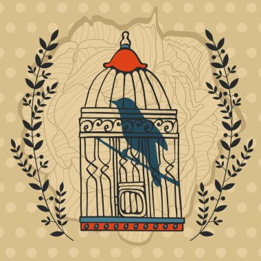 Kafesteki kuş çizimi