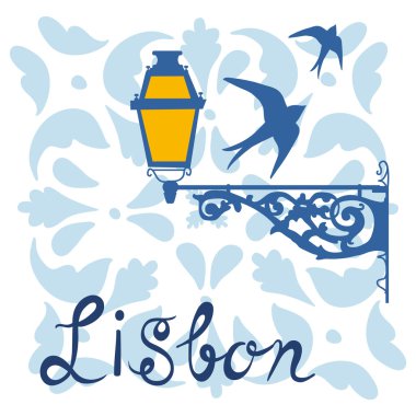 Kavram kartı tipik Portekizce fener ve girdap